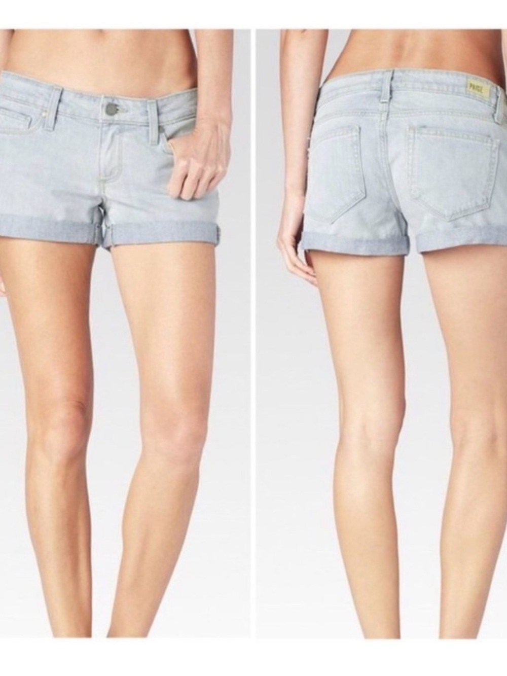 PAIGE Light Blue Roll-Cuff Denim Shorts